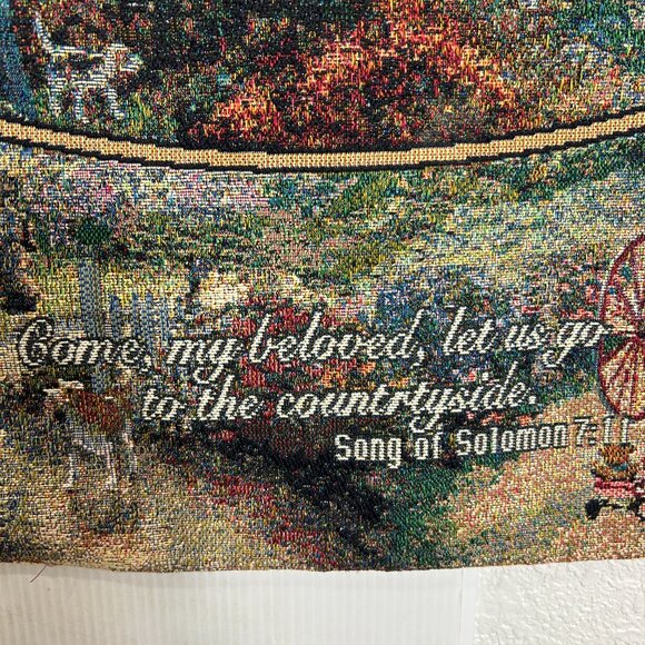Thomas Kinkade Wall Hanging Tapestry Country Memories Song of Solomon Horses Rod - Picture 4 of 11